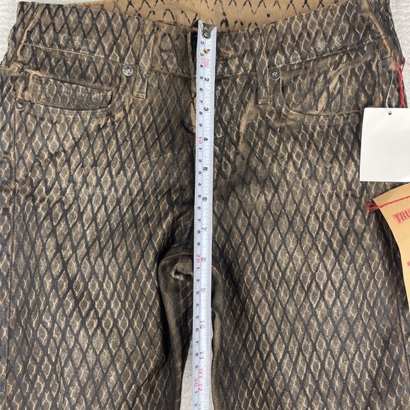 TRUE RELIGION JEANS Halle Mojave Lonestar Snakeskin Brown Slim Skinny 25 - Picture 14 of 16